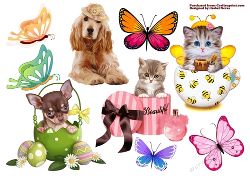 Butterflies, Cats and Dogs Cut-Outs