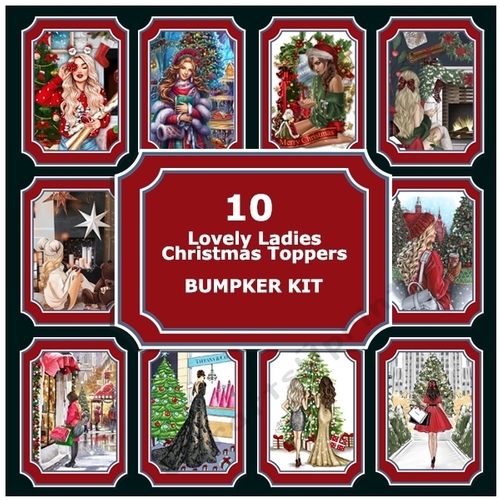 Bumper Kit  ~ 10 Lovely Ladies Christmas Card Toppers