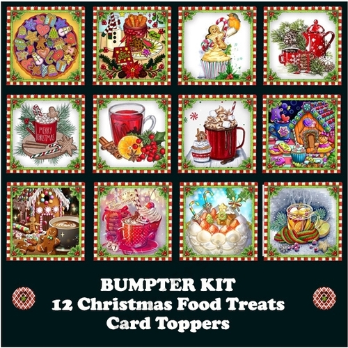 Bumper Kit ~ 12 Christmas Food Treat Card Toppers
