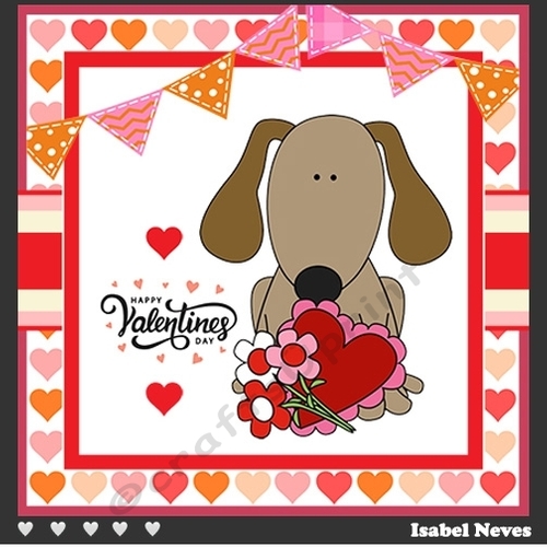 Valentine Puppy With Flowers