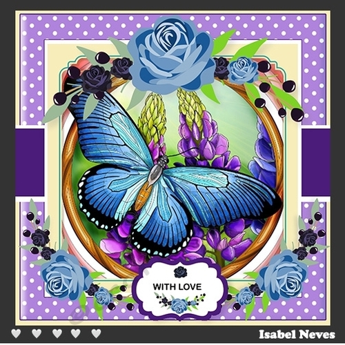 Blue Butterfly With Roses