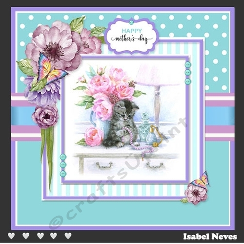 Floral Kitten With Pearls