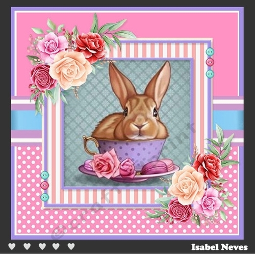 Floral Bunny In A Teacup