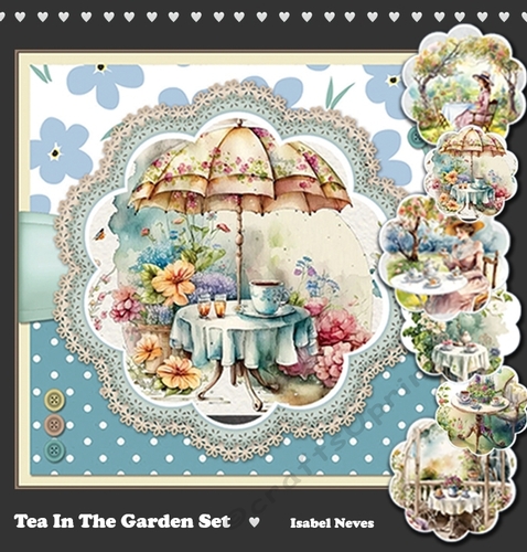 Tea In The Garden 6 Topper Card Collection Set