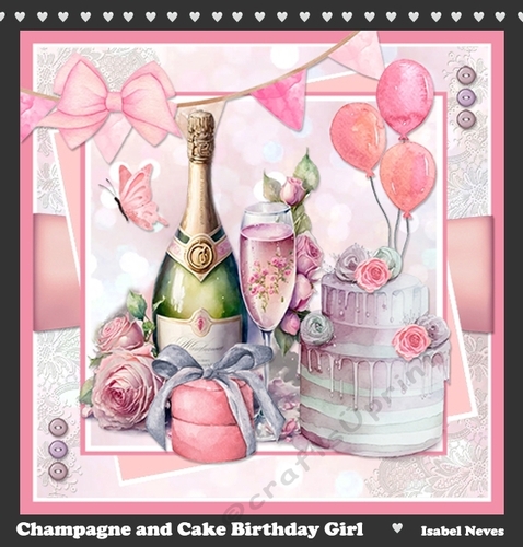 Champagne And Cake Birthday Girl