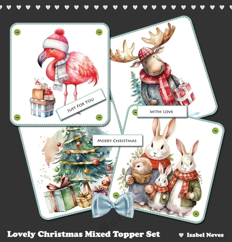 Lovely Christmas Mixed Toppers  & Tags Set