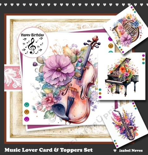 Music Lovers Card & Topper Set