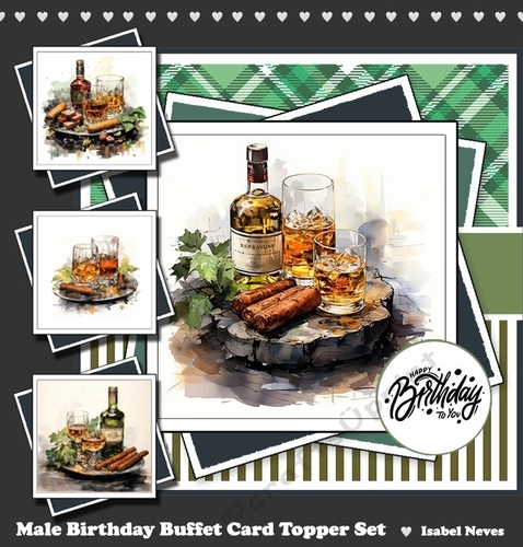 Male Birthday Buffet Card & Topper Set