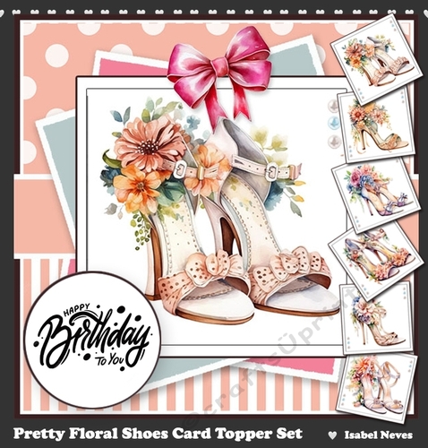 Pretty Floral Shoes Card & Toppers Set