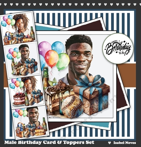 Male Birthday 2 Card & Toppers Set