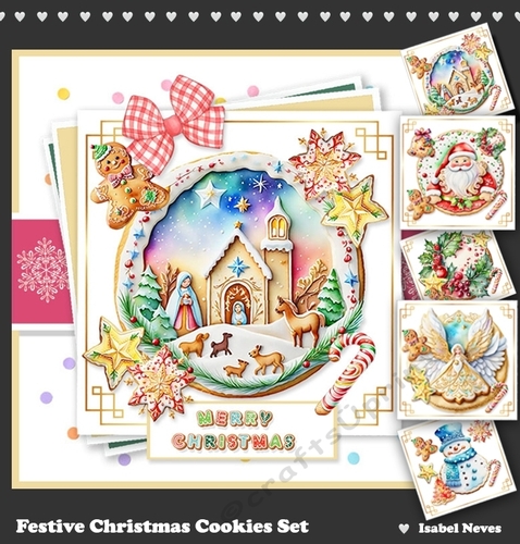 Festive Christmas Cookies Card & Toppers Set