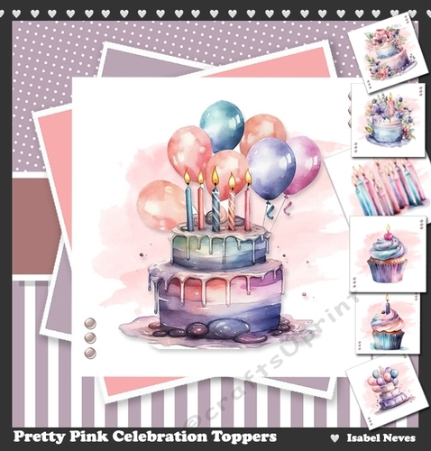 Pretty Pink Celebration Card & Toppers Set