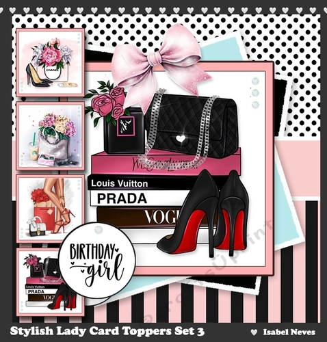 Stylish Lady Card & Toppers Set 3