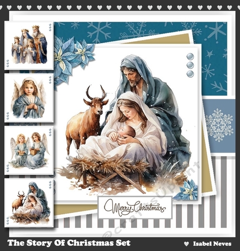The Story Of Christmas Card Toppers Set