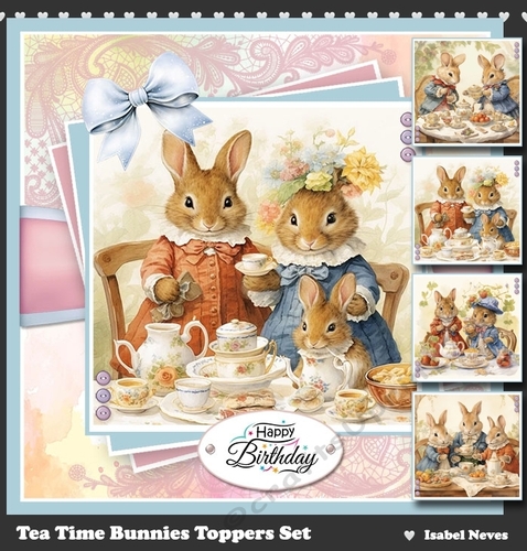 Tea Time Bunnies Toppers Set