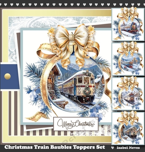 Christmas Train Baubles Toppers Set