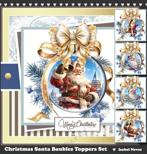 Christmas Santa Baubles Toppers Set