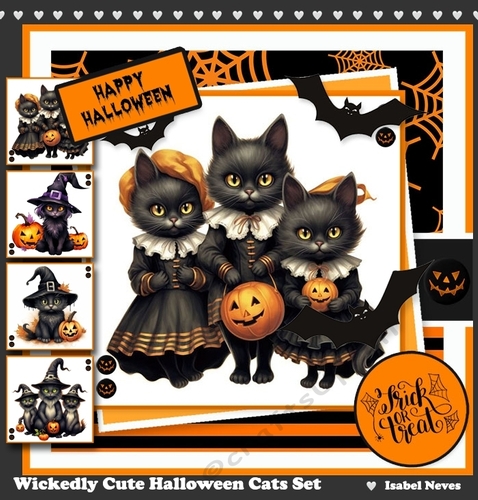 Wickedly Cute Halloween Cats Toppers Set