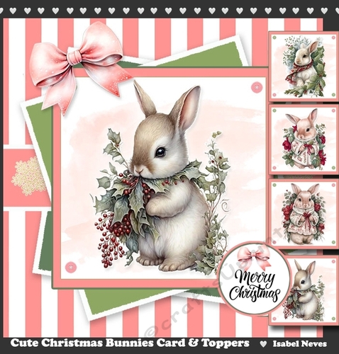 Cute Christmas Bunnies Toppers Set