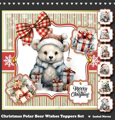 Christmas Polar Bear Wishes Toppers Set