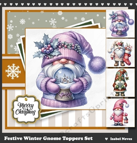 Festive Winter Gnome Toppers Set