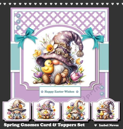 Spring Gnomes Card & Toppers Set