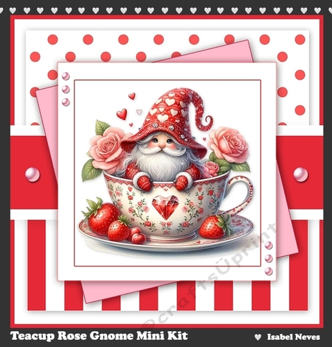 Teacup Rose Gnome ~ Birthday, Mothers Day, Valentine