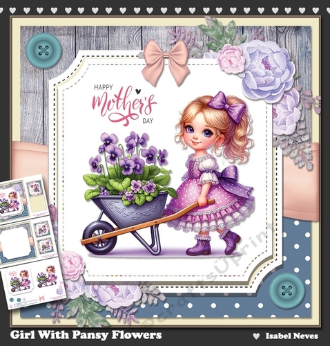 Girl With Pansy Flowers