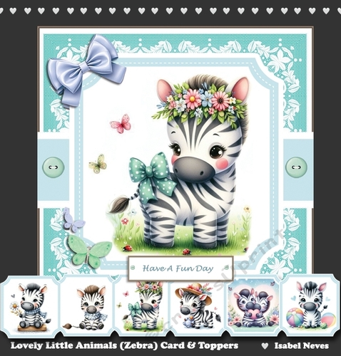 Lovely Little Animals (Zebra) Card Toppers Set