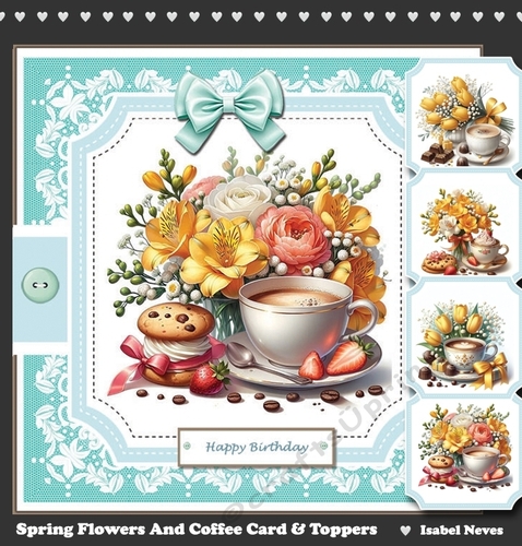 Spring Flowers And Coffee Toppers Set