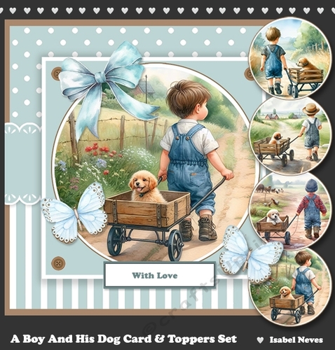 A Boy And His Dog Card & Toppers Set