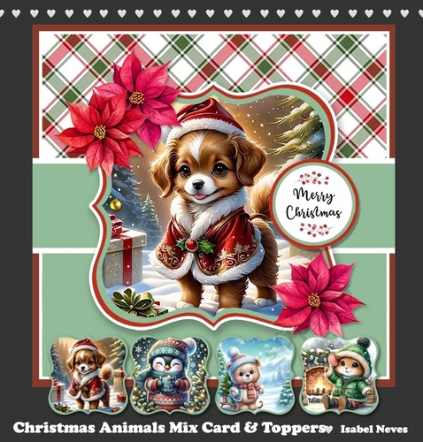 Christmas Animals Mix Card & Toppers Set