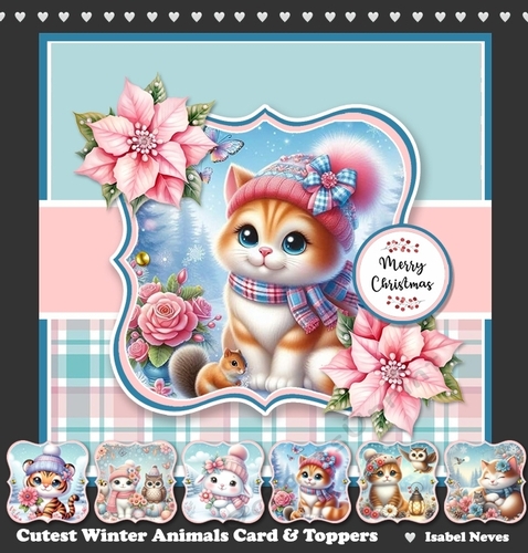 Cutest Winter Animals Card & Toppers Set