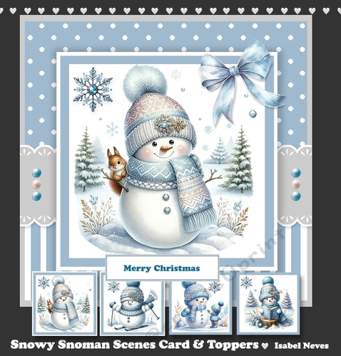 Snowy Snowman Scenes Card & Toppers Set