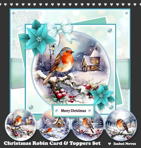 Christmas Robin Card & Toppers Set