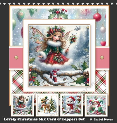 Lovely Christmas Mix Card and Toppers Set