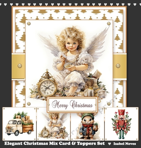 Elegant Christmas Mix Card and Toppers Set