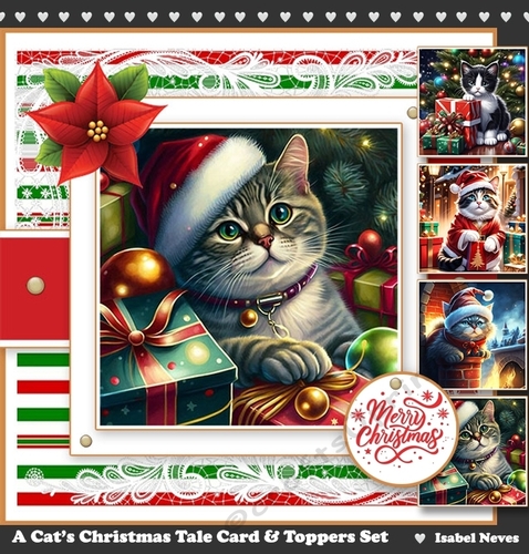 A Cats Christmas Tale Card & Toppers Set
