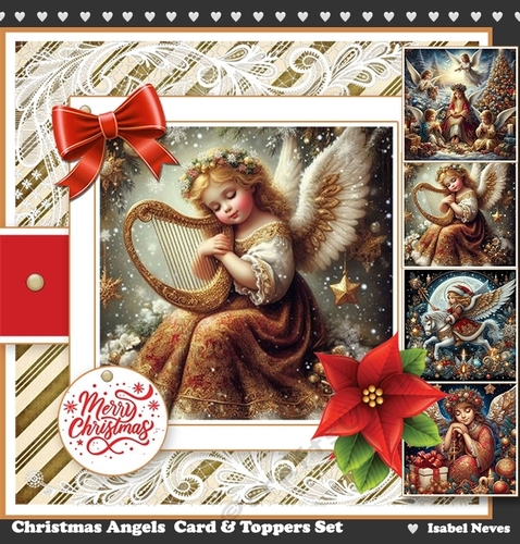 Christmas Angels Card & Toppers Set