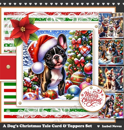 A Dogs Christmas Tale Card & Toppers Sset