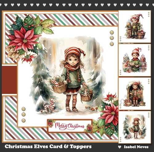 Christmas Elves Card & Toppers Set