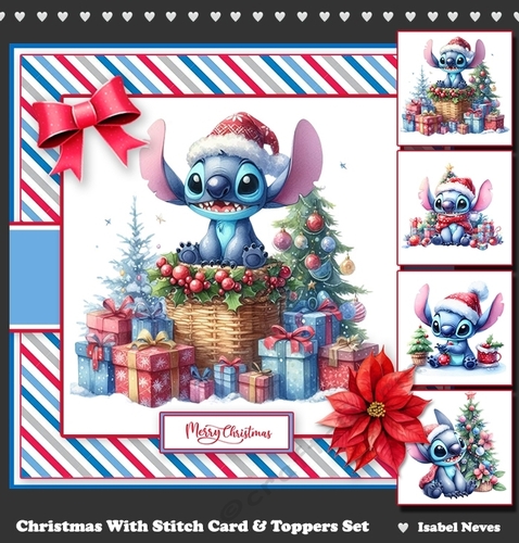 Christmas With Stitch Card & Toppers Set