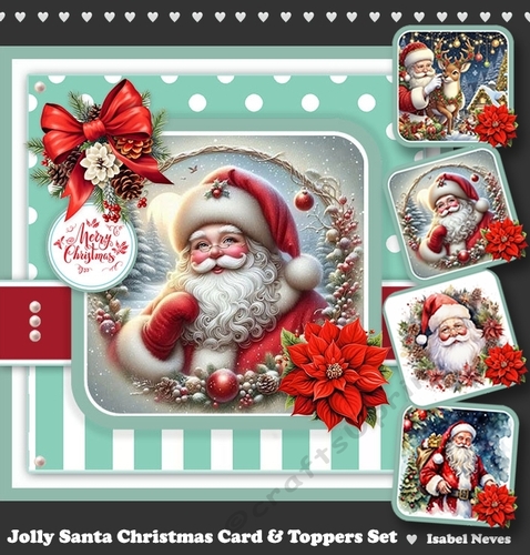 Jolly Santa Card & Toppers Set