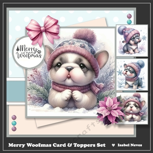 Merry Woofmas Card & Toppers Set
