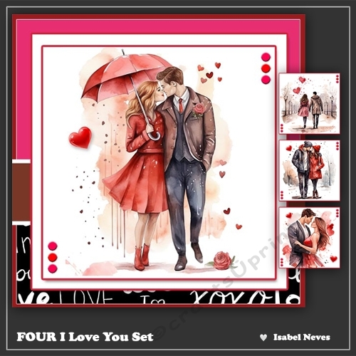 I Love You Card & Toppers Set