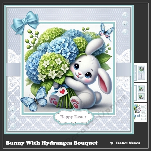 Bunnie With Hydrangea Bouquet