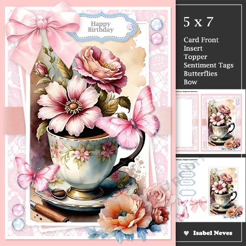 Floral And Butterfly Tea Cup