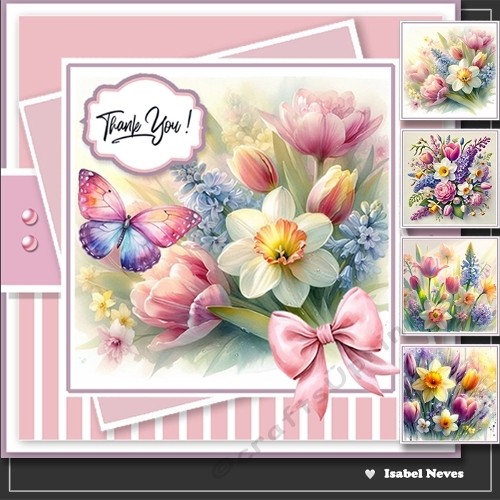 Spring Floral Bouquet Toppers Set