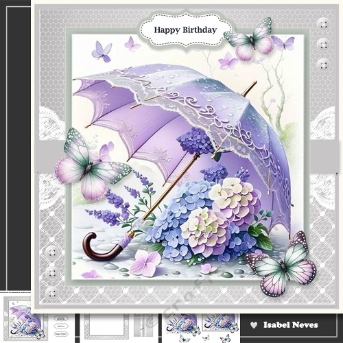 Umbrella, Flowers And Butterflies