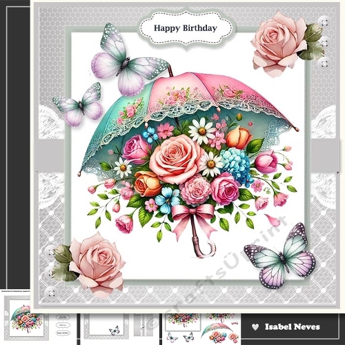 Umbrella, Flowers And Butterflies 3